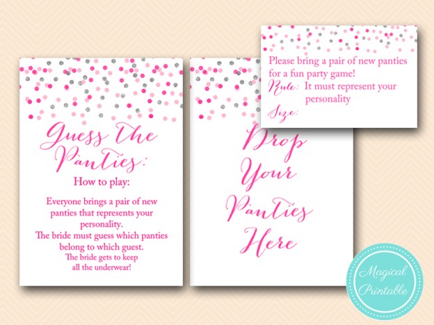 Pink and Silver Bridal Shower Game Printable - Magical Printable