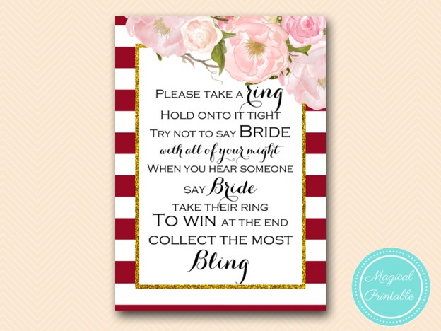 Burgundy Marsala Bridal Shower Games - Magical Printable