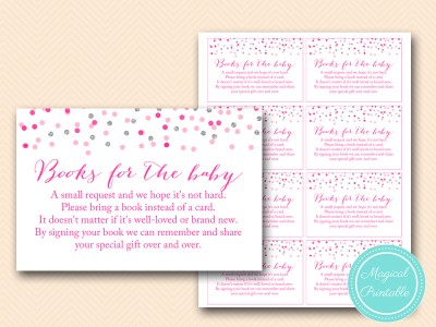TLC179-books-for-baby-insert-Pink-silver-confetti-baby-shower-games