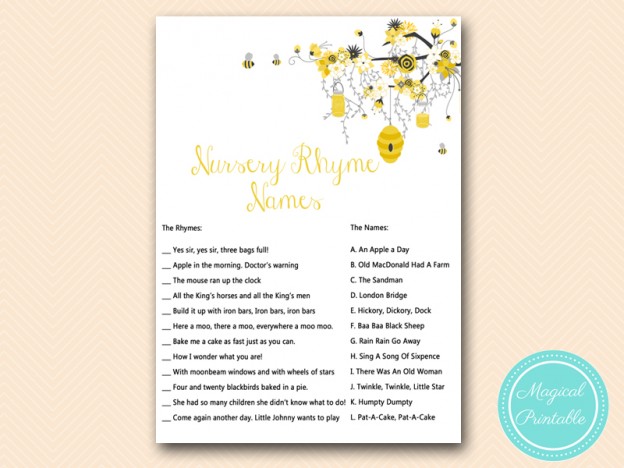 Bee Baby Shower Game Package - Magical Printable