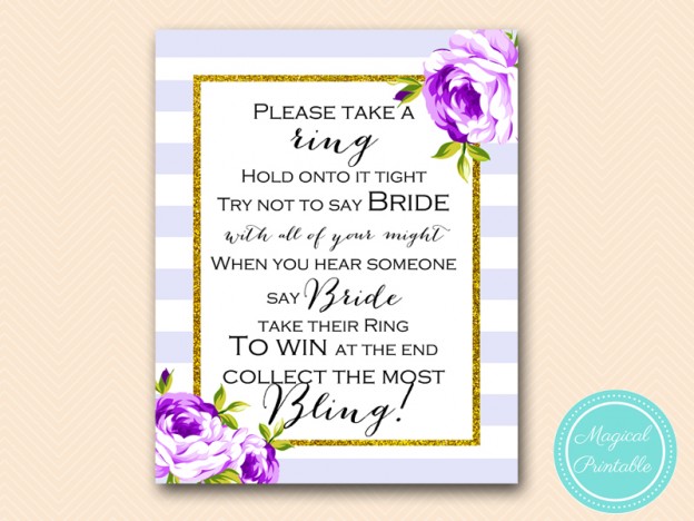 Purple Lavender Bridal Shower Games - Magical Printable