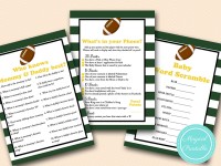 Green Football Baby Shower Games - Magical Printable