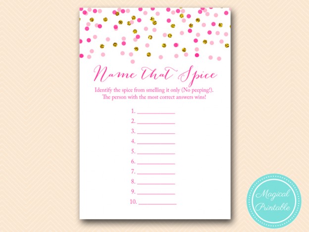 Pink and Gold Confetti Bridal Shower Games - Magical Printable