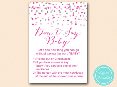 TLC179-dont-say-baby-necklace-pink-silver-baby-shower-game