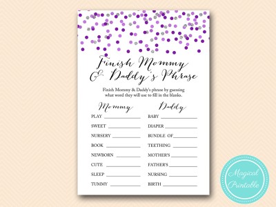 TLC426-finish-mommy-daddys-phrase-purple-silver-dots-bridal-shower-game