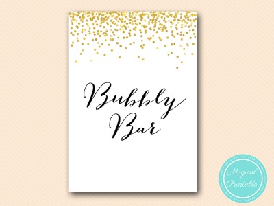 bubbly bar signs GOLD CONFETTI 