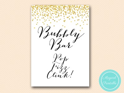 sign bubbly bar signages GOLD CONFETTI 