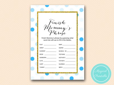 TLC430-B-finish-mommys-phrase-boy-blue-dots-baby-shower-game-gold