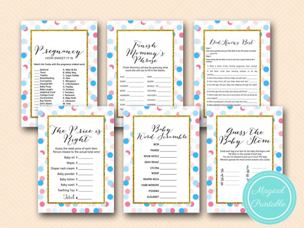 Baby Shower Game GENDER REVEAL Archives - Magical Printable