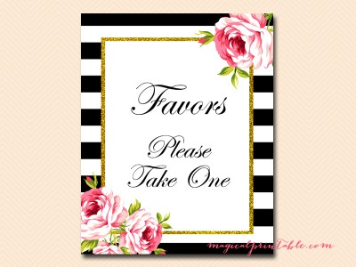 sign-favors black stripes floral bridal shower sign wedding sign