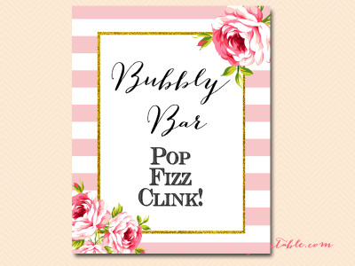 SN27-sign-bubbly-bar-pink-stripes-floral-bridal-shower-baby-decoration-sign