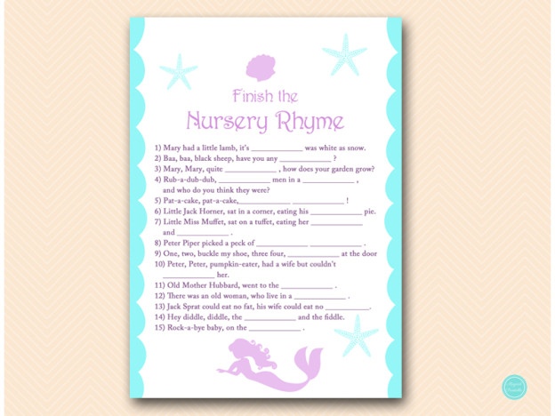 Mermaid Baby Shower Games - Magical Printable