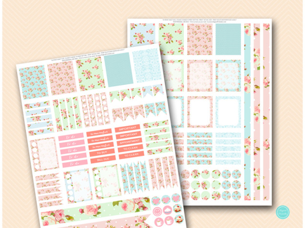 Shabby Chic Floral Sticker Planners - EC Life Planner - Magical Printable