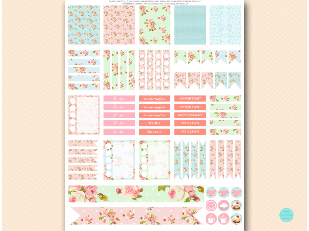 Shabby Chic Floral Sticker Planners - EC Life Planner - Magical Printable