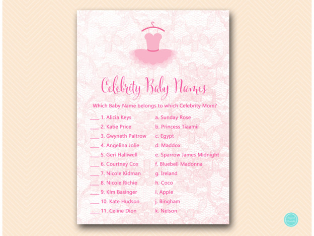 Ballerina Tutu Baby Shower Game Pack - Magical Printable