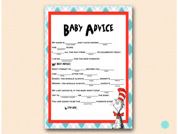 Dr Seuss baby shower games - Magical Printable