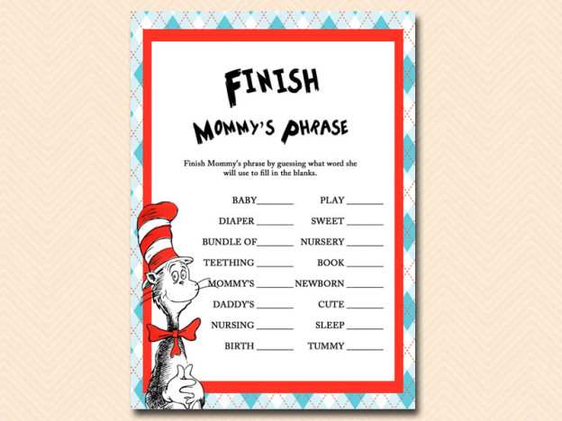 Dr Seuss baby shower games - Magical Printable