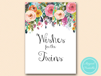 tlc140-wishes-for-the-twins-sign-baby-shower-shabby-chic-floral-baby-shower-sign