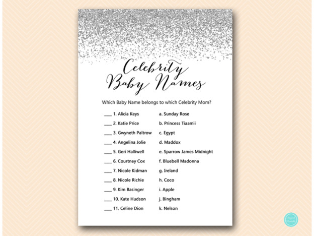 Silver Confetti Baby Shower Game Pack - Magical Printable