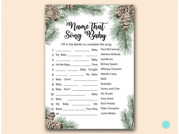 Pinecone Winter Baby Shower Game Package - Magical Printable