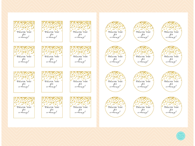 Gold Bridal Shower Favors Thank you tags Magical Printable