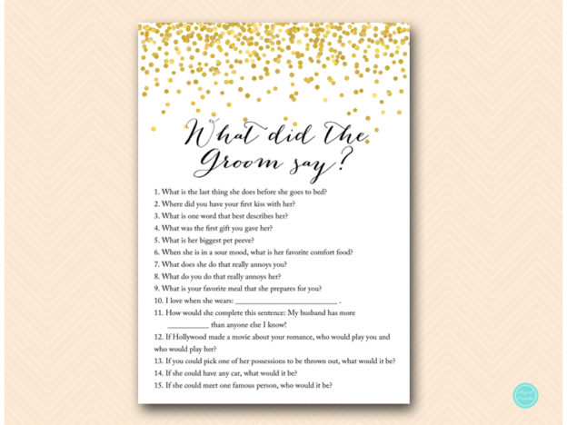 Gold Bridal Shower Games - Bachelorette - Hens Party Game - Magical ...