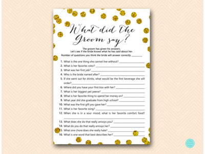 Gold Glitter Bridal Shower Game Package - Magical Printable