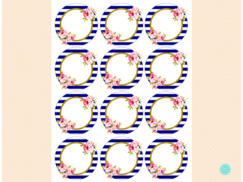 Navy Stripes and Gold Decoration Tags - Magical Printable