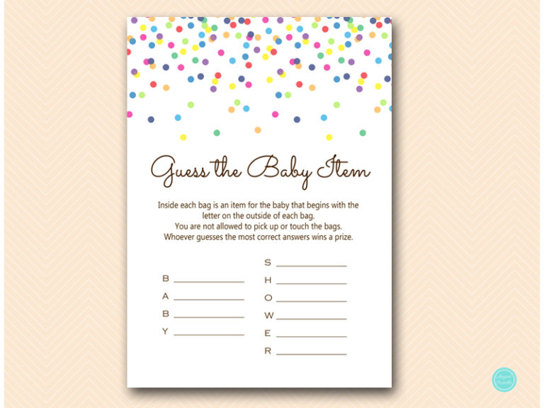 Baby Sprinkle Games Confetti Baby Shower Games Magical Printable