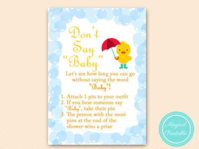 dont say baby game rubber duck baby shower game printable