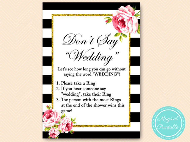 Don't say Wedding, clothespin game, Ring game - Magical Printable