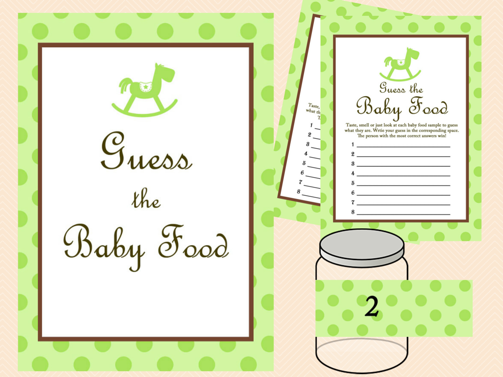 Green Rocking Horse Baby Shower Games - Magical Printable