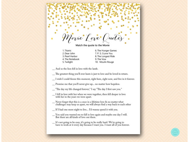 Gold Phone Game, Tradition Quiz, Movies Quotes - Magical Printable