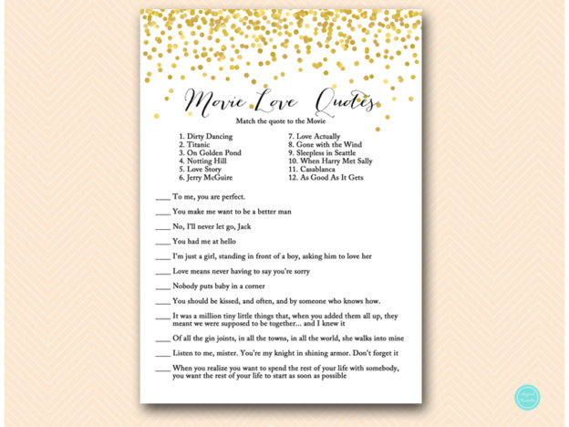 Gold Phone Game, Tradition Quiz, Movies Quotes - Magical Printable