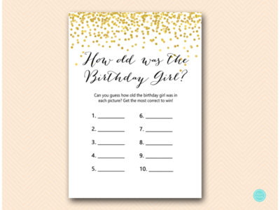 Gold Confetti Birthday Party Games Activities - Magical Printable