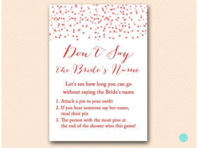 FREE Download Red Bridal Shower Games - Kisses, Don't Say Bride's Name ...