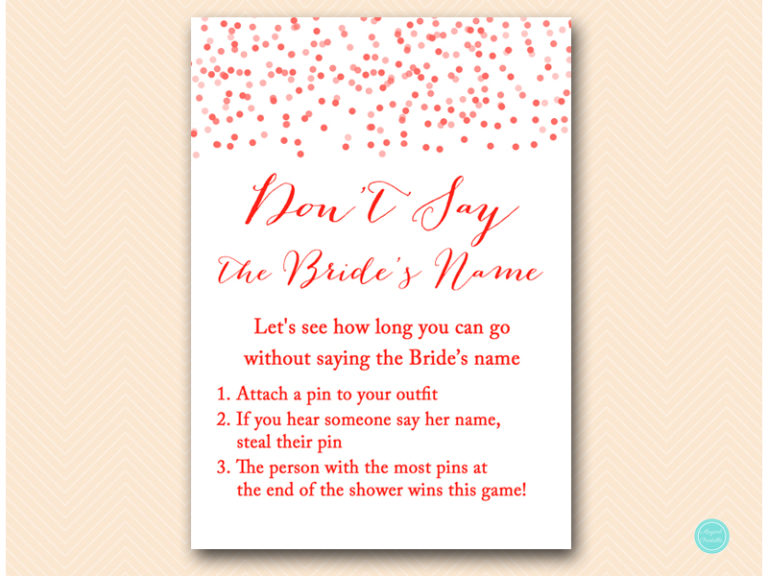 FREE Download Red Bridal Shower Games - Kisses, Don't Say Bride's Name ...