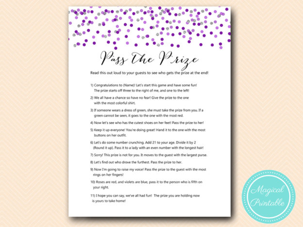 Purple Silver Bridal Shower Games - Magical Printable