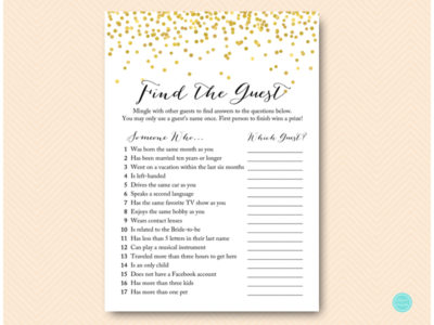 Gold Foil Confetti Bridal Shower Game - Magical Printable