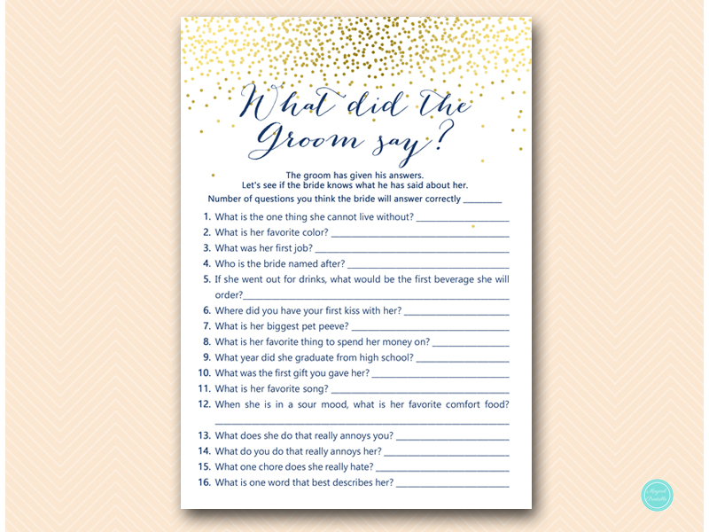 Navy and Gold Bridal Shower Game Package - Magical Printable