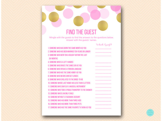 Hot Pink and Gold Bridal Shower Game Printable - Magical Printable