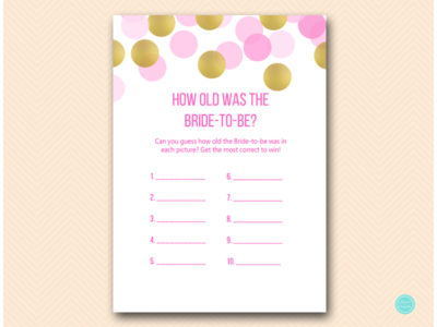 Hot Pink and Gold Bridal Shower Game Printable - Magical Printable