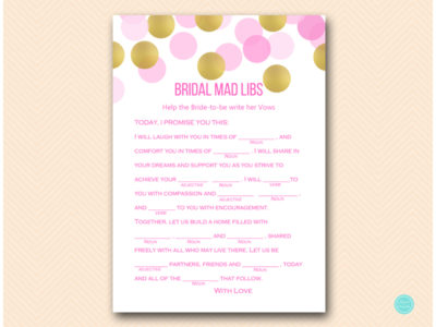 Hot Pink And Gold Bridal Shower Game Printable - Magical Printable