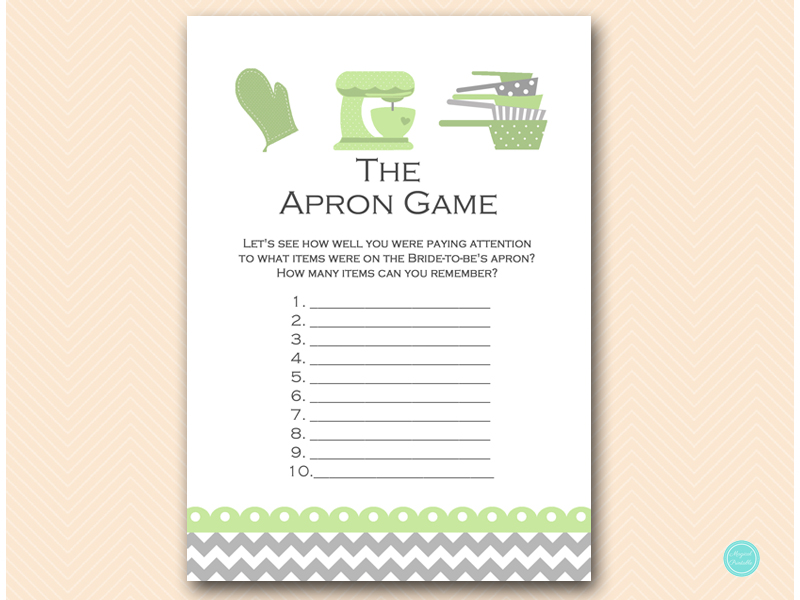 Celery Green Kitchen Bridal Shower Games Magical Printable