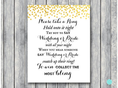 Gold Don't Say Bride Game - Magical Printable