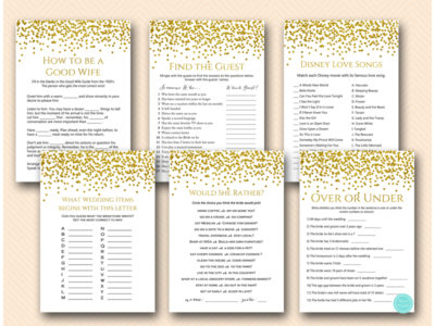 Gold and Glam Bridal Shower Game Package - Magical Printable