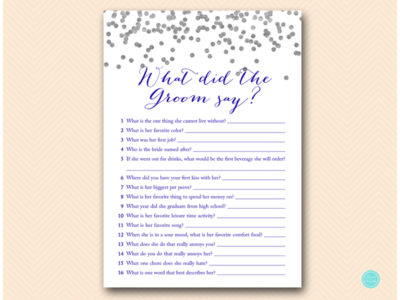 Navy and Silver Bridal Shower Game Package - Magical Printable