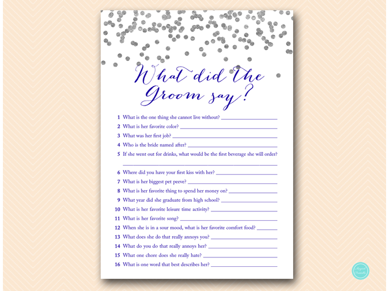 Navy and Silver Bridal Shower Game Package - Magical Printable