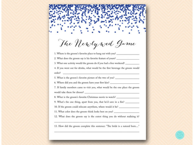 Navy Blue Bridal Shower Game Printable - Magical Printable