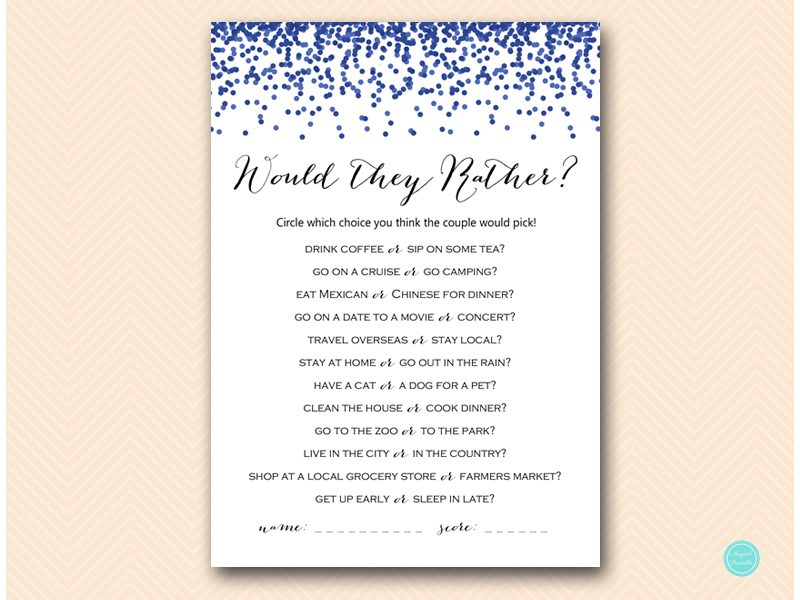 Navy Blue Gay Wedding Shower Games Pack - Magical Printable
